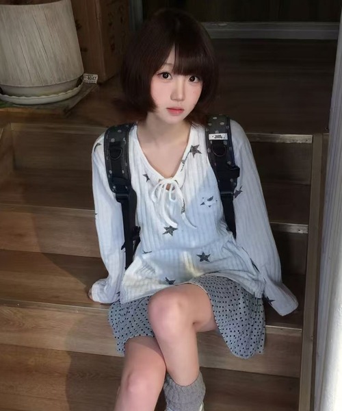 Achic(アシック)の「星柄フロントリボンカットソー(Tシャツ/カットソー・レディース・ホワイト・M)」の8枚目の写真
