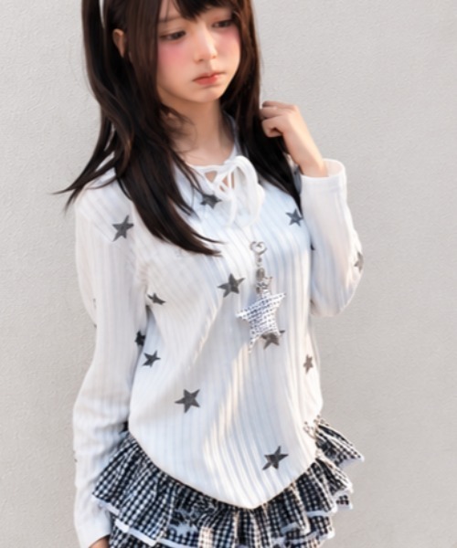 Achic(アシック)の「星柄フロントリボンカットソー(Tシャツ/カットソー・レディース・ホワイト・M)」の15枚目の写真