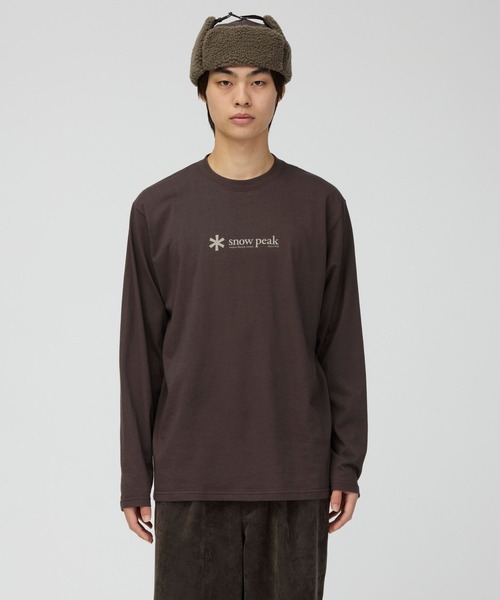 Snow Peak(スノーピーク)の「Snow Peak / Soft Cotton Logo L/S T-Shirt ソフトコットン ロゴ長袖Tシャツ(Tシャツ/カットソー・メンズ・杢グレー/ブラウン・XL/L/M/S)」の2枚目の写真