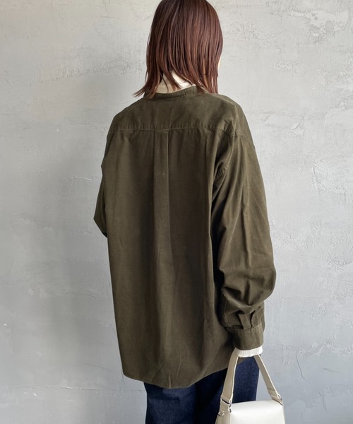 DANTON（ダントン）の「[DANTON/ダントン] 細畝コーデュロイ バンドカラーシャツ（シャツ/ブラウス・レディース・オリーブ/サンドベージュ/チャコール・40/42）」の15枚目の写真