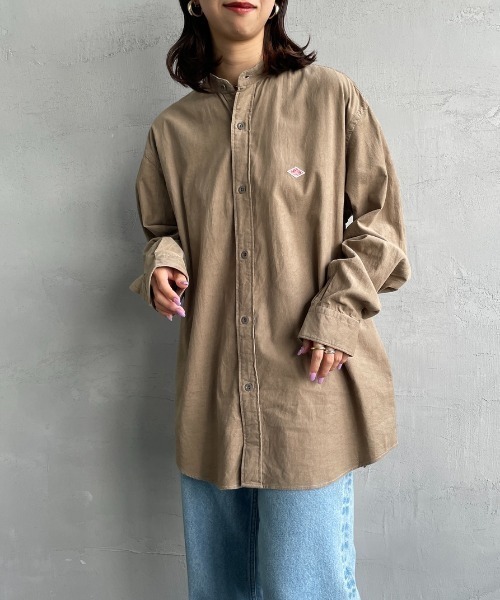 DANTON（ダントン）の「[DANTON/ダントン] 細畝コーデュロイ バンドカラーシャツ（シャツ/ブラウス・レディース・オリーブ/サンドベージュ/チャコール・40/42）」の4枚目の写真