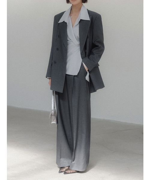 MEMUA(メムア)の「ピンSTワイドトラウザーズパンツスラックス(スラックス・レディース・グレー/ダークネイビー・SMALL/MEDIUM/LARGE)」の5枚目の写真