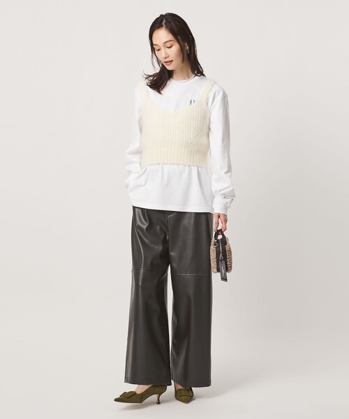 UNITED ARROWS(ユナイテッドアローズ)の「レザーライク ワイドパンツ‐ウォッシャブル‐(その他パンツ・レディース・ブラック/ダークブラウン・36/38)」の5枚目の写真
