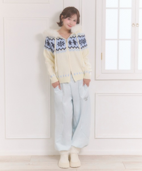 Mejoul(メジュール)の「【2026秋冬新作】ハートロゴ刺繍バレルレッグ スウェットパンツ(スウェットパンツ・レディース・ピンク/ホワイト/ブルー・F)」の21枚目の写真