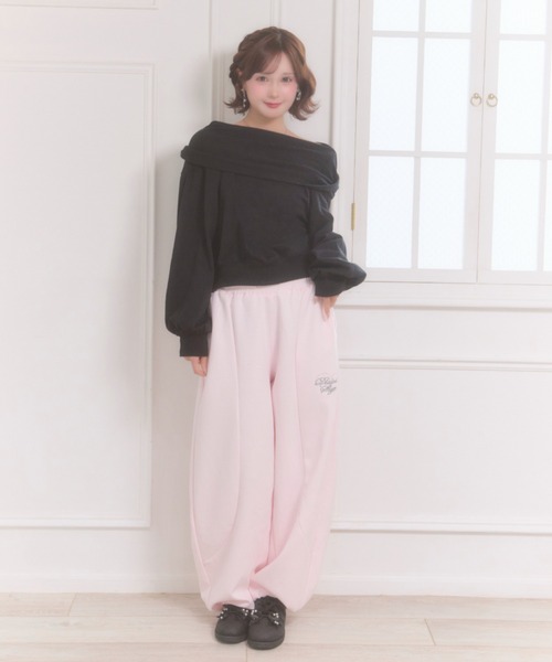 Mejoul(メジュール)の「【2026秋冬新作】ハートロゴ刺繍バレルレッグ スウェットパンツ(スウェットパンツ・レディース・ピンク/ホワイト/ブルー・F)」の10枚目の写真