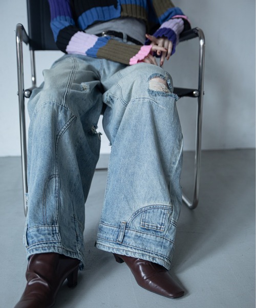 VACANCY(ヴァカンシー)の「ヴィンテージウォッシュパネルワイドデニム(デニムパンツ・レディース・ブルー・LARGE/MEDIUM/SMALL)」の13枚目の写真
