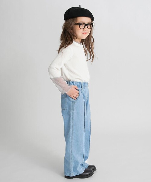 BRANSHES(ブランシェス)の「デニムワイドパンツ(デニムパンツ・キッズ・サックスブルー/ネイビー・110/150/140/130/120/100)」の5枚目の写真