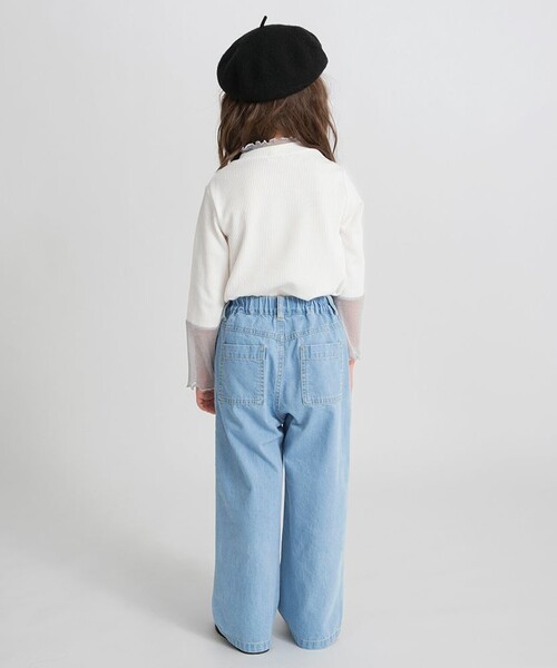 BRANSHES(ブランシェス)の「デニムワイドパンツ(デニムパンツ・キッズ・サックスブルー/ネイビー・110/150/140/130/120/100)」の6枚目の写真