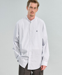 GYMPHLEX | Gymphlex | コットンポプリン 長袖バンドカラーシャツ STRIPE MEN(シャツ/ブラウス)