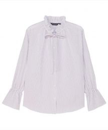 TOKYO SHIRTS | 【吸水速乾】【COFREX】 フリルリボン ブラウス 長袖 レディースデザインシャツ(シャツ/ブラウス)