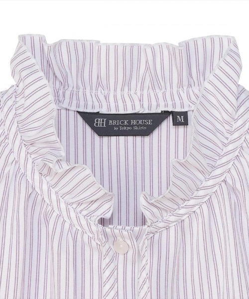 TOKYO SHIRTS(トウキョウシャツ)の「【吸水速乾】【COFREX】 フリルリボン ブラウス 長袖 レディースデザインシャツ(シャツ/ブラウス・レディース・パープル・LL/L/M)」の4枚目の写真