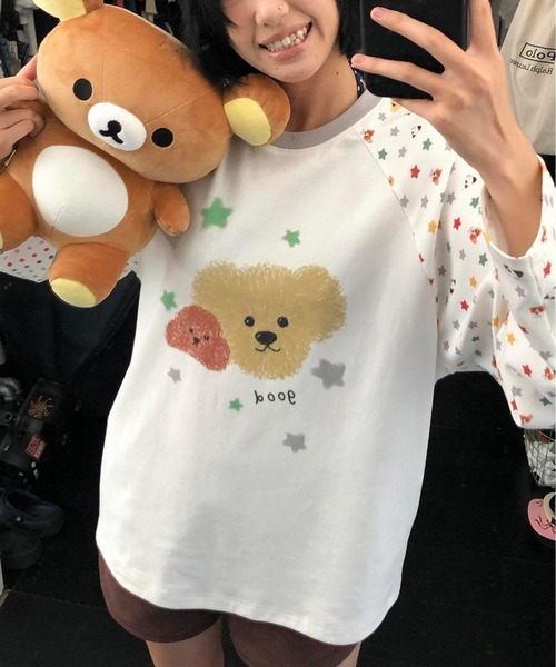 AsheKsha(アシクシャ)の「キャラクター犬プリント長袖 T シャツ(Tシャツ/カットソー・レディース・ホワイト・M)」の11枚目の写真