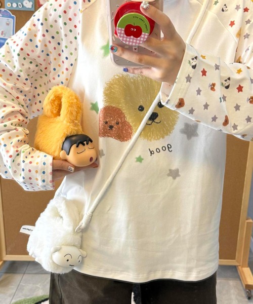 AsheKsha(アシクシャ)の「キャラクター犬プリント長袖 T シャツ(Tシャツ/カットソー・レディース・ホワイト・M)」の15枚目の写真