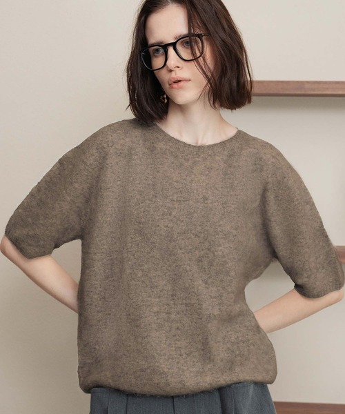ELFRANK（エルフランク）の「【2026AW】【極上天然素材100% / シルク＆カシミヤ混ウール】五分袖ニットプルオーバー（ニット/セーター・レディース・ピンク/ライトグレー/ブルー/ブラウン/グレー/オフホワイト・FREE）」の5枚目の写真