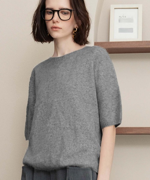 ELFRANK（エルフランク）の「【2026AW】【極上天然素材100% / シルク＆カシミヤ混ウール】五分袖ニットプルオーバー（ニット/セーター・レディース・ピンク/ライトグレー/ブルー/ブラウン/グレー/オフホワイト・FREE）」の4枚目の写真