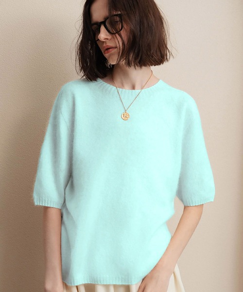 ELFRANK（エルフランク）の「【2026AW】【極上天然素材100% / シルク＆カシミヤ混ウール】五分袖ニットプルオーバー（ニット/セーター・レディース・ピンク/ライトグレー/ブルー/ブラウン/グレー/オフホワイト・FREE）」の6枚目の写真