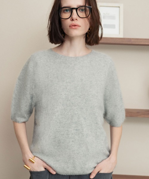 ELFRANK（エルフランク）の「【2026AW】【極上天然素材100% / シルク＆カシミヤ混ウール】五分袖ニットプルオーバー（ニット/セーター・レディース・ピンク/ライトグレー/ブルー/ブラウン/グレー/オフホワイト・FREE）」の3枚目の写真