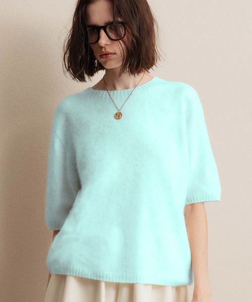 ELFRANK（エルフランク）の「【2026AW】【極上天然素材100% / シルク＆カシミヤ混ウール】五分袖ニットプルオーバー（ニット/セーター・レディース・ピンク/ライトグレー/ブルー/ブラウン/グレー/オフホワイト・FREE）」の11枚目の写真