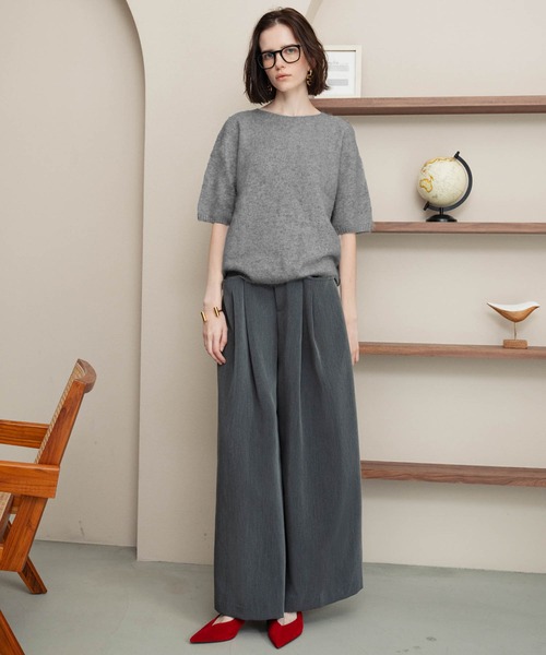 ELFRANK（エルフランク）の「【2026AW】【極上天然素材100% / シルク＆カシミヤ混ウール】五分袖ニットプルオーバー（ニット/セーター・レディース・ピンク/ライトグレー/ブルー/ブラウン/グレー/オフホワイト・FREE）」の15枚目の写真