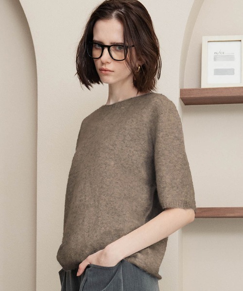 ELFRANK（エルフランク）の「【2026AW】【極上天然素材100% / シルク＆カシミヤ混ウール】五分袖ニットプルオーバー（ニット/セーター・レディース・ピンク/ライトグレー/ブルー/ブラウン/グレー/オフホワイト・FREE）」の16枚目の写真