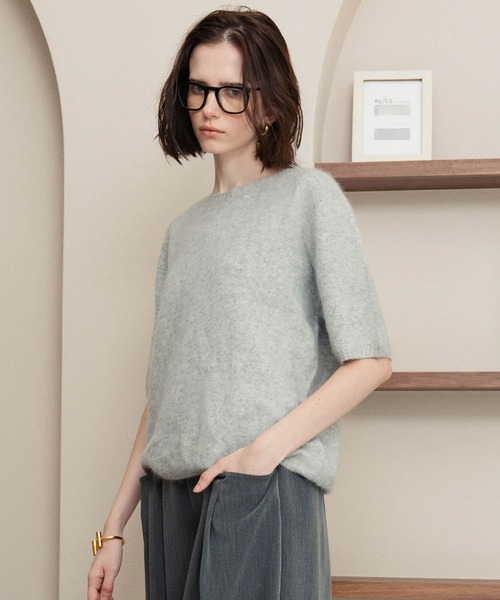 ELFRANK（エルフランク）の「【2026AW】【極上天然素材100% / シルク＆カシミヤ混ウール】五分袖ニットプルオーバー（ニット/セーター・レディース・ピンク/ライトグレー/ブルー/ブラウン/グレー/オフホワイト・FREE）」の19枚目の写真