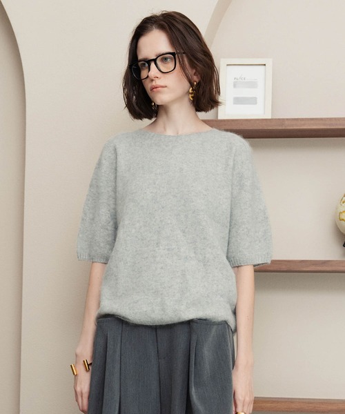 ELFRANK（エルフランク）の「【2026AW】【極上天然素材100% / シルク＆カシミヤ混ウール】五分袖ニットプルオーバー（ニット/セーター・レディース・ピンク/ライトグレー/ブルー/ブラウン/グレー/オフホワイト・FREE）」の22枚目の写真