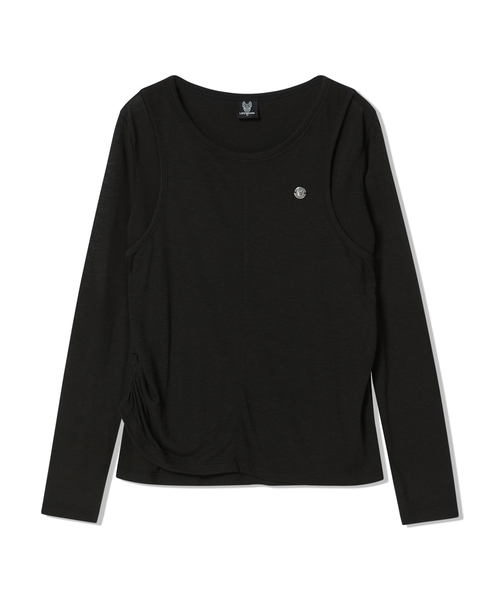 LIFE WORK（ライフワーク）の「レディース スラブレイヤード長袖Tシャツ（Tシャツ/カットソー・レディース・ブラック/グレー・X-SMALL/S）」の2枚目の写真