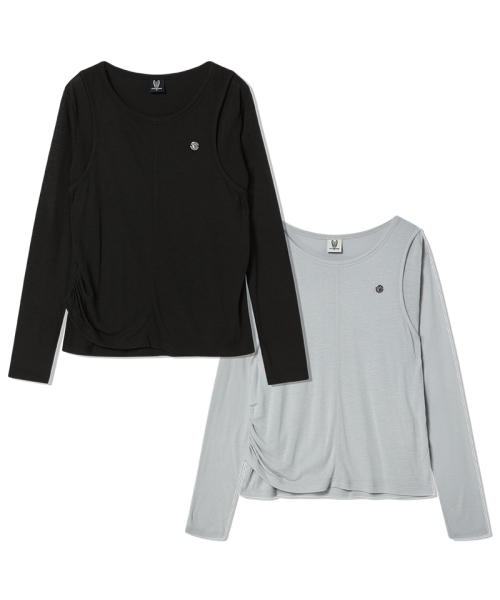 LIFE WORK（ライフワーク）の「レディース スラブレイヤード長袖Tシャツ（Tシャツ/カットソー・レディース・ブラック/グレー・X-SMALL/S）」の3枚目の写真