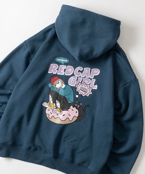 Red Cap Girl（レッドキャプガール）の「【a-r】〔RedCapGirl/レッドキャップガール〕バック刺繍 プルパーカー ユニセックス/メンズ/レディース（パーカー・メンズ・レッド/ダークグリーン/ホワイト/ブラック/ブルー・MEDIUM/LARGE）」の4枚目の写真
