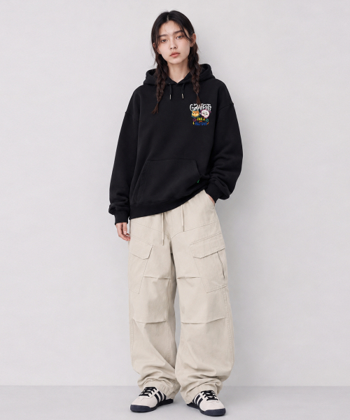 CREAM SODA LAB（クリームソーダラボ）の「[DOUBLE JD] PAKU X HATCAT フーディ ブラック（パーカー・レディース・その他・L/M/XL/L/XL/M/L/XL/2XL）」の2枚目の写真