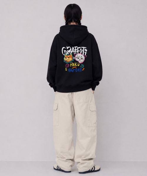 CREAM SODA LAB（クリームソーダラボ）の「[DOUBLE JD] PAKU X HATCAT フーディ ブラック（パーカー・レディース・その他・L/M/XL/L/XL/M/L/XL/2XL）」の3枚目の写真
