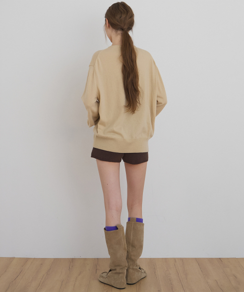 TINKNIT(ティンニット)の「ソフトウールvneckニット_ ベージュ(ニット/セーター・レディース・パープル系その他/ベージュ・FREE)」の3枚目の写真