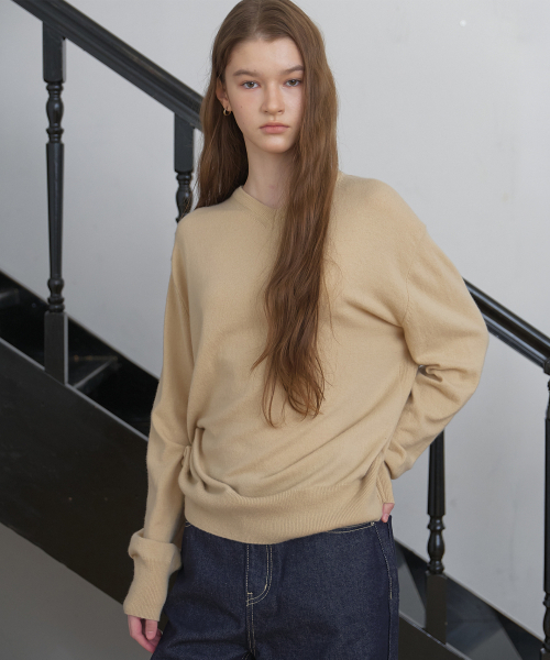 TINKNIT(ティンニット)の「ソフトウールvneckニット_ ベージュ(ニット/セーター・レディース・パープル系その他/ベージュ・FREE)」の4枚目の写真