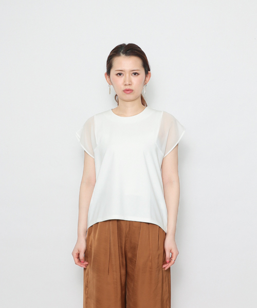 SENSE OF PLACE by URBAN RESEARCH(センスオブプレイスバイアーバンリサーチ)の「CF シアースリーブT(半袖)(Tシャツ/カットソー・レディース・ブラック/ライトグレー/ピンク/ホワイト・FREE)」の1枚目の写真