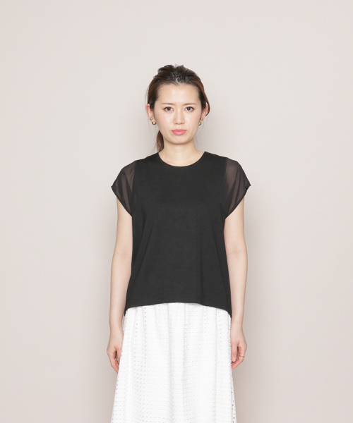 SENSE OF PLACE by URBAN RESEARCH(センスオブプレイスバイアーバンリサーチ)の「CF シアースリーブT(半袖)(Tシャツ/カットソー・レディース・ブラック/ライトグレー/ピンク/ホワイト・FREE)」の2枚目の写真