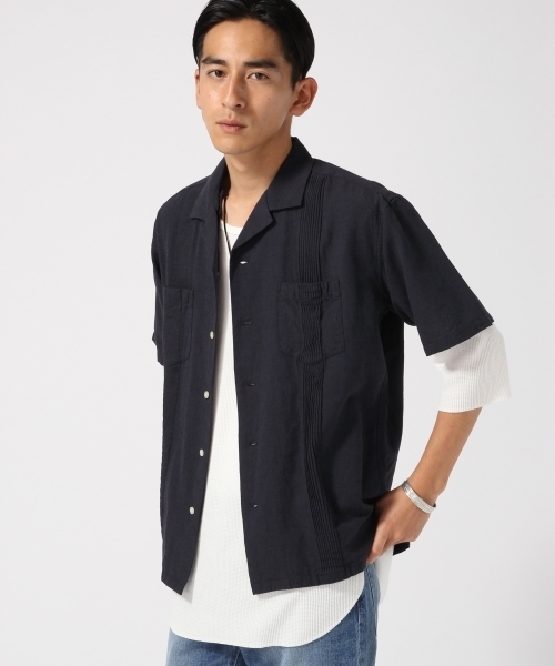 RAGEBLUE（レイジブルー）の「オープンカラーシャツ/727625（シャツ/ブラウス・メンズ・ホワイト/ネイビー/キャメル・MEDIUM/LARGE）」の8枚目の写真