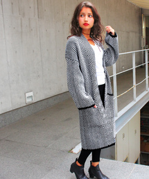 Chille anap | ヘリンボンニットカーディガン(カーディガン/ボレロ)