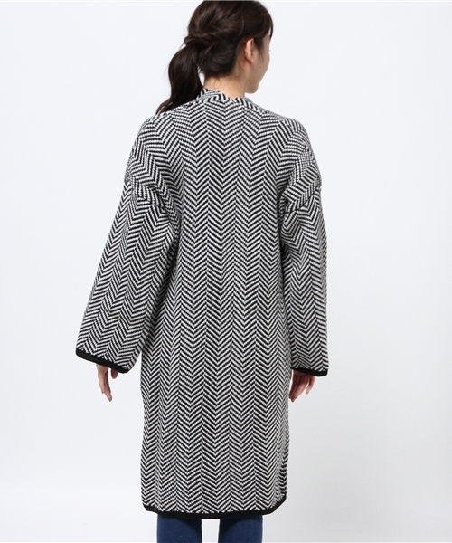 Chille anap(チルアナップ)の「ヘリンボンニットカーディガン(カーディガン/ボレロ・レディース・グレー/ブラック/ベージュ・FREE)」の9枚目の写真