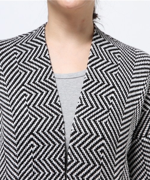 Chille anap(チルアナップ)の「ヘリンボンニットカーディガン(カーディガン/ボレロ・レディース・グレー/ブラック/ベージュ・FREE)」の10枚目の写真