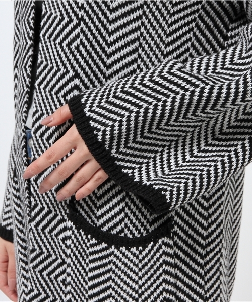 Chille anap(チルアナップ)の「ヘリンボンニットカーディガン(カーディガン/ボレロ・レディース・グレー/ブラック/ベージュ・FREE)」の11枚目の写真