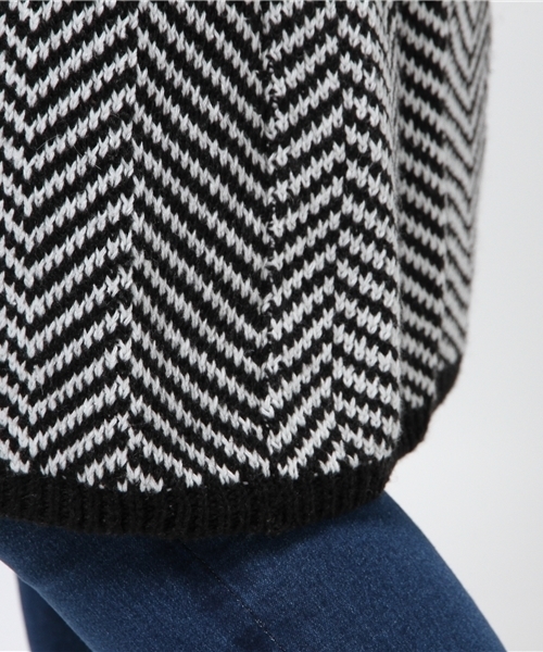 Chille anap(チルアナップ)の「ヘリンボンニットカーディガン(カーディガン/ボレロ・レディース・グレー/ブラック/ベージュ・FREE)」の4枚目の写真