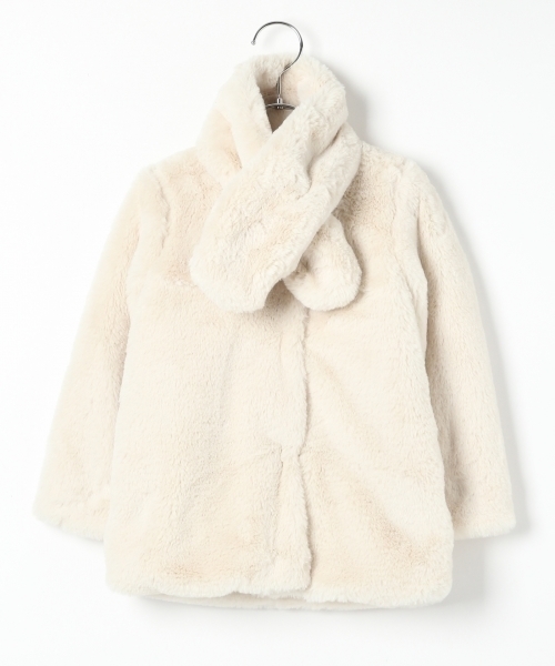 GLOBAL WORK（グローバルワーク）の「【キッズ】ファーノーカラーコート/734432（その他アウター・キッズ・ホワイト系その他/ブラウン・SMALL/MEDIUM/LARGE/X-LARGE）」の2枚目の写真