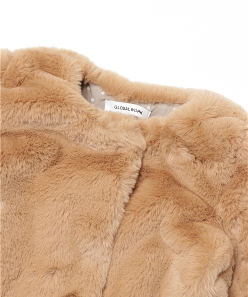 GLOBAL WORK（グローバルワーク）の「【キッズ】ファーノーカラーコート/734432（その他アウター・キッズ・ホワイト系その他/ブラウン・SMALL/MEDIUM/LARGE/X-LARGE）」の4枚目の写真