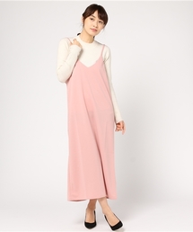 [UVカット/接触冷感/イージーケア][販売枚数23万枚突破][高身長/大きいサイズ有][お気に入り登録数6.5万]選べるネックジョーゼットポンチロングキャミワンピース