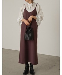 [UVカット/接触冷感/イージーケア][販売枚数23万枚突破][高身長/大きいサイズ有][お気に入り登録数6.5万]選べるネックジョーゼットポンチロングキャミワンピース