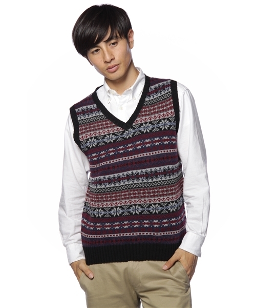 BEAMS（ビームス）の「BEAMS / フェアアイルベスト（ベスト・メンズ・ブラック/ブラウン/ブルー・MEDIUM/LARGE）」の2枚目の写真