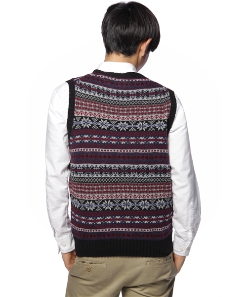 BEAMS（ビームス）の「BEAMS / フェアアイルベスト（ベスト・メンズ・ブラック/ブラウン/ブルー・MEDIUM/LARGE）」の5枚目の写真