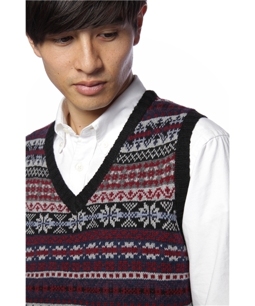 BEAMS（ビームス）の「BEAMS / フェアアイルベスト（ベスト・メンズ・ブラック/ブラウン/ブルー・MEDIUM/LARGE）」の6枚目の写真