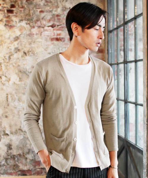 THE CASUAL（カジュアル）の「コットンニット長袖Vネックカーディガン（カーディガン/ボレロ・メンズ・ブラック/ベージュ/ネイビー/レッド/オリーブ/ブルー/グリーン/マスタード/オートミール/杢グレー/ロイヤルブルー/ワイン/チャコール/グレー系その他/ブルー系その他/テラコッタ/ブルー系その他2/レッド系その他・S/M/L/XL）」の7枚目の写真