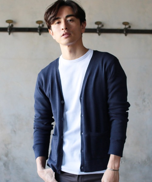 THE CASUAL（カジュアル）の「コットンニット長袖Vネックカーディガン（カーディガン/ボレロ・メンズ・ブラック/ベージュ/ネイビー/レッド/オリーブ/ブルー/グリーン/マスタード/オートミール/杢グレー/ロイヤルブルー/ワイン/チャコール/グレー系その他/ブルー系その他/テラコッタ/ブルー系その他2/レッド系その他・S/M/L/XL）」の11枚目の写真
